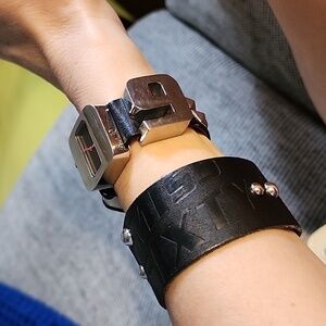 Duo Miss Sixty Watch And Studded Bracelet, Both Genuine Leather